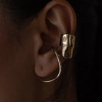 Two Tone 18K Gold Silver Stainless Steel Anti Tarnish Ear Cuff Earring For Women