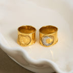 Sun 18K Gold Silver Stainless Steel Anti Tarnish Band Ring Women Bulk