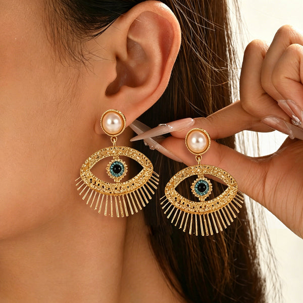 White Blue Evil Eye Gold Enamel Copper Pendant Chain For Women Bulk Main image