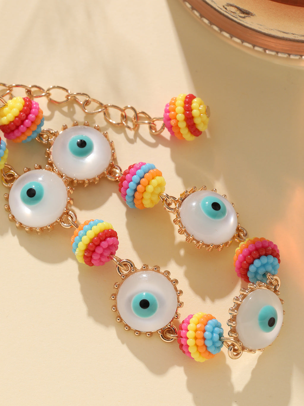 Rainbow Evil Eye 18K Gold Multicolour Handmade Beaded Bracelet Bulk