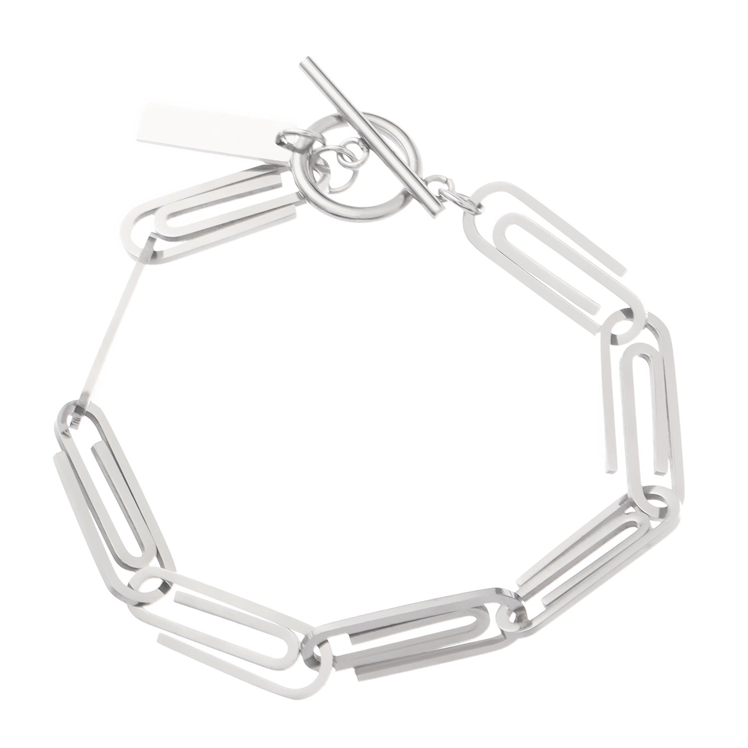 Minimal Paperclip Silver Anti Tarnish Stainless Steel Bracelet Wholesale