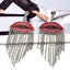Big Lips Silver Red Crystal Rhinestones Dangle Tassel Earrings Bulk