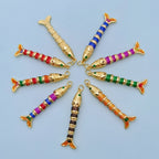 Multi Color Fishbone Gold Plated Enamel Copper Pendant Chain For Women Bulk