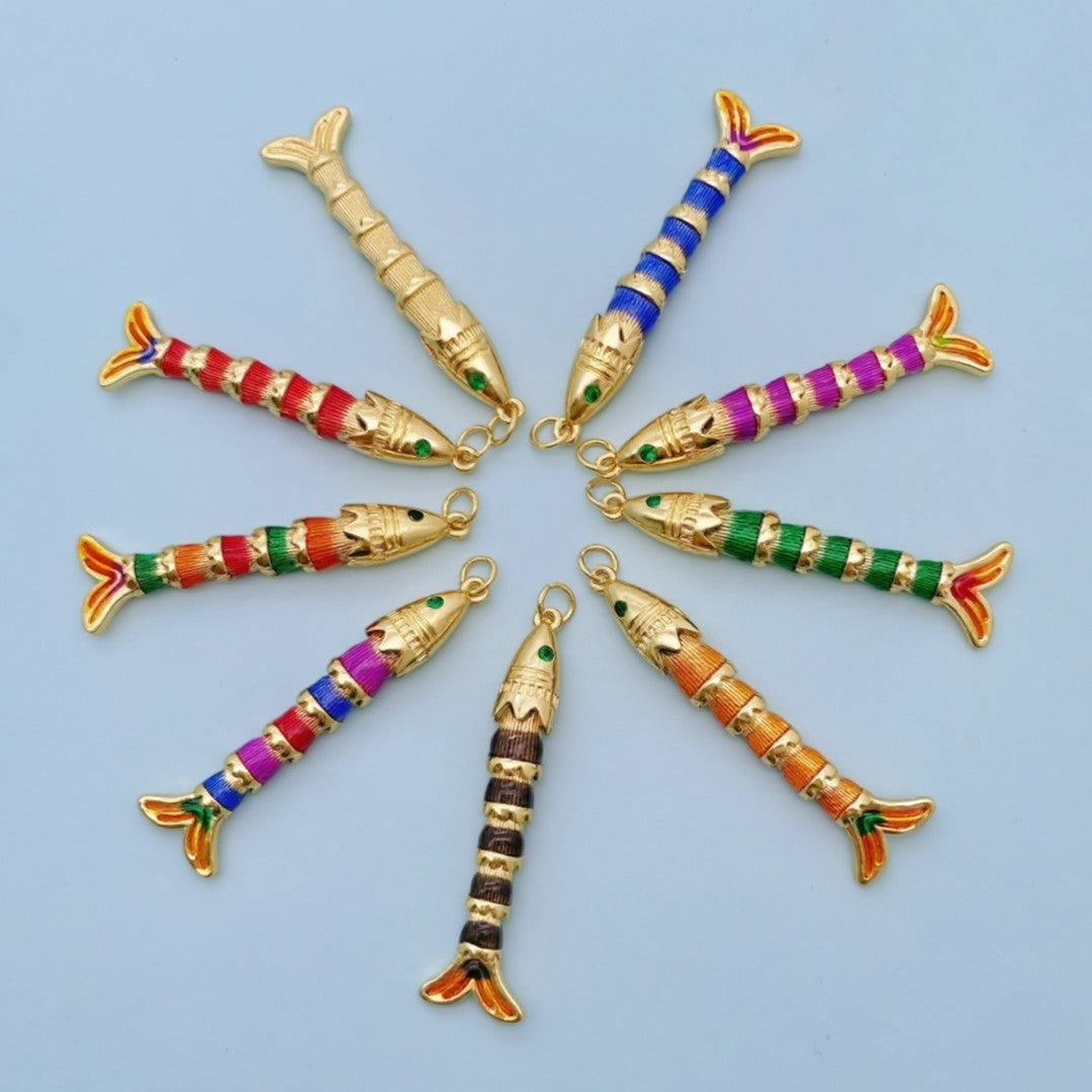 Multi Color Fishbone Gold Plated Enamel Copper Pendant Chain For Women Bulk