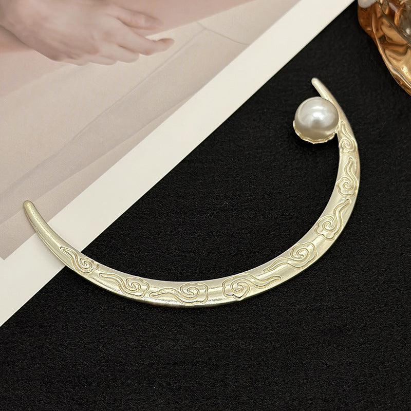 Designer Crescent Moon Gold Silver Plated Pearl Hair Accessories Bulk