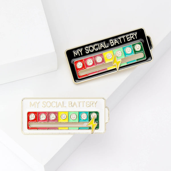 Trendy Gold Plated Multi Color Mood Battery Enamel Brooch For Women Bulk Main image
