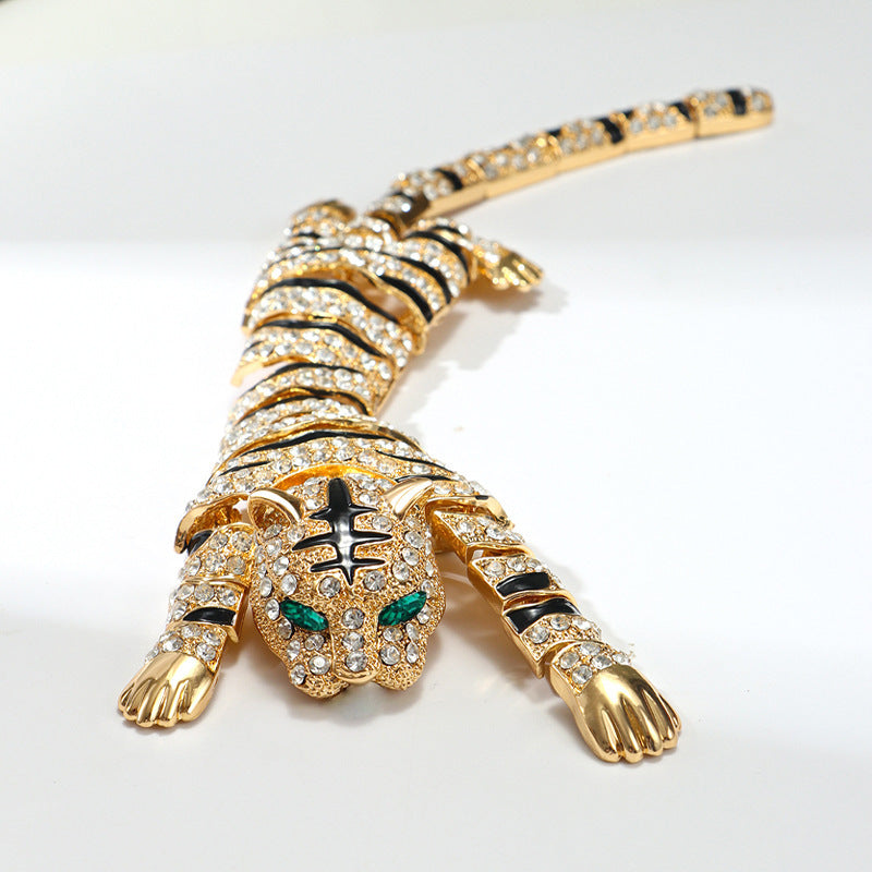 Premium Tiger Design Gold Silver CZ Copper Anti Tarnish Brooch Bulk Main image