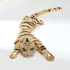 Premium Tiger Design Gold Silver CZ Copper Anti Tarnish Brooch Bulk