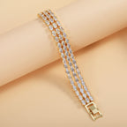 Bulk Luxury Triple Row Marquise Gold Silver Plated CZ Copper Bracelet