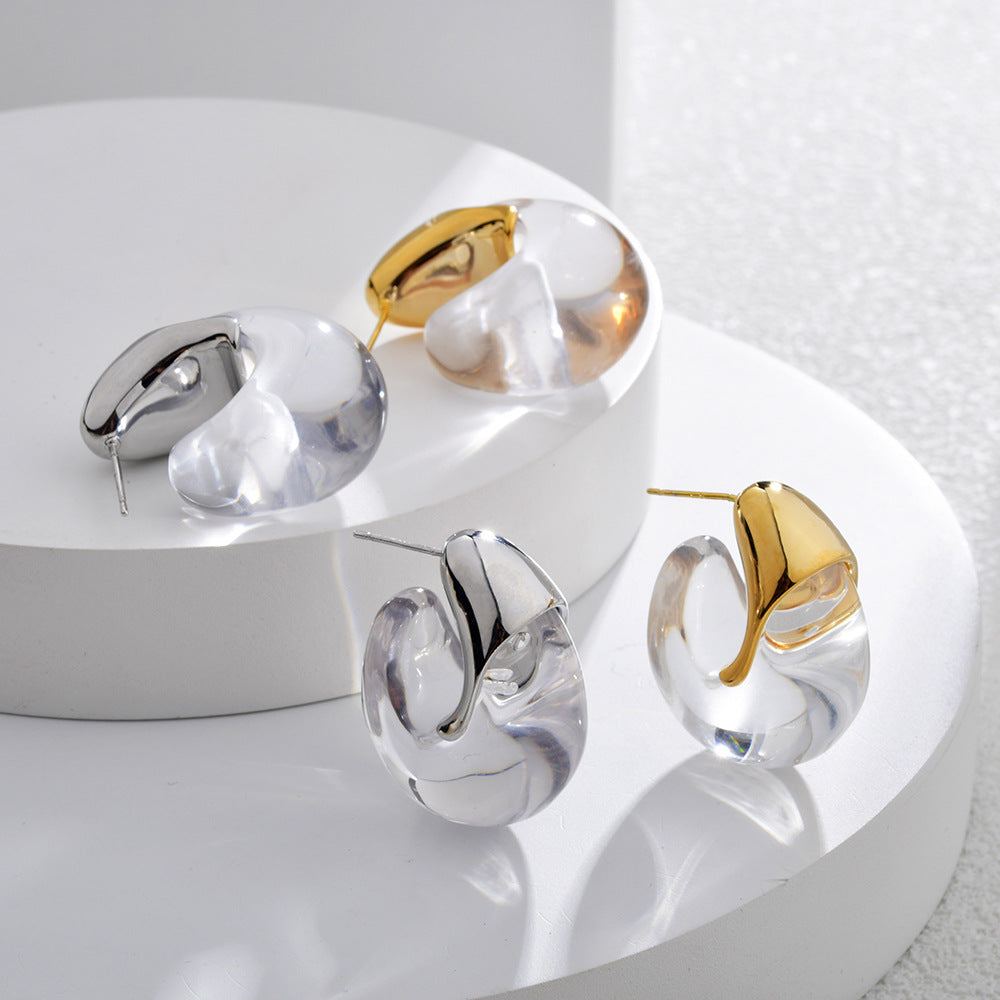 Gold Silver Chunky Shape Plain Copper Hoop Earrings For Women Bulk