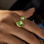 Dual Gold Geometric Green CZ Stainless Steel Adjustable Cocktail Ring Bulk