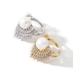 Baguette Crown Pearl White Gold Silver CZ Anti Tarnish Ring Bulk