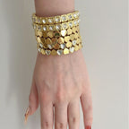 Heart Stretchable Gold Plated CZ Anti Tarnish Brass Bracelet Wholesale