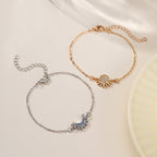 Sun Moon 18K Gold Silver Blue CZ Chain Bracelet Pack Of 2 Bulk