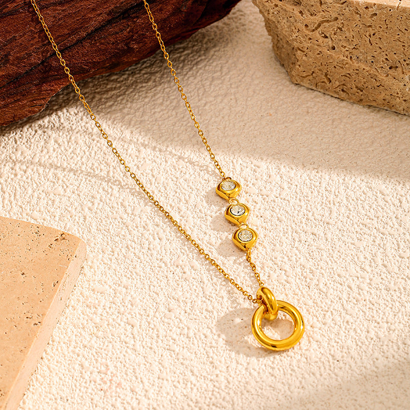 Gold Round Heart Plain Cubic Zirconia Copper Pendant Chain Bulk Secondary image