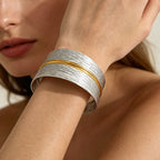 Silver Gold Textured Dual Tone Anti Tarnish Copper Cuff & Kada Women Bulk