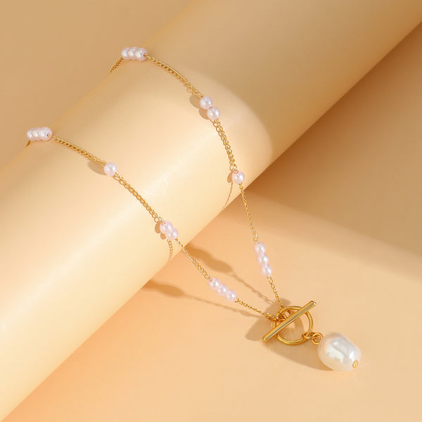 Toggle Clasp Pearl 18K Gold Long Necklace Chain For Women Bulk Main image