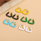 Colorful Geometric Triangle 18K Gold Hoop Earring For Women Bulk