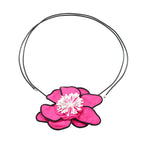 Flower Colorful Pink Green White With Black Boarder Cloth Necklace For Women