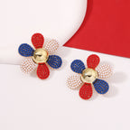 Rainbow Pearl Multi Rhinestone 18K Gold Stud Anti Tarnish Earring Bulk