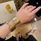 Bulk Textured Cut-Out Statement Gold Plated Plain Alloy Cuff & Kada