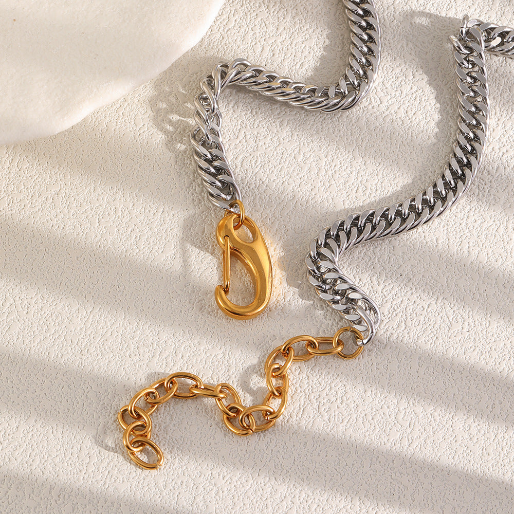 Gold Silver Links Cuban Anti Tarnish Stainless Steel Necklace Women Bulk