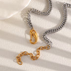 Gold Silver Links Cuban Anti Tarnish Stainless Steel Necklace Women Bulk