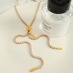 Stylish Zipper Style Gold CZ Anti Tarnish Stainless Steel Necklace Bulk