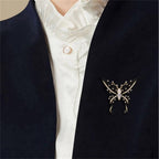 Black Premium Butterfly Gold Plated CZ Copper Anti Tarnish Brooch Bulk