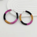 Multi Color High-Shine Gradient Crystal Silver CZ Hoop Earrings Bulk
