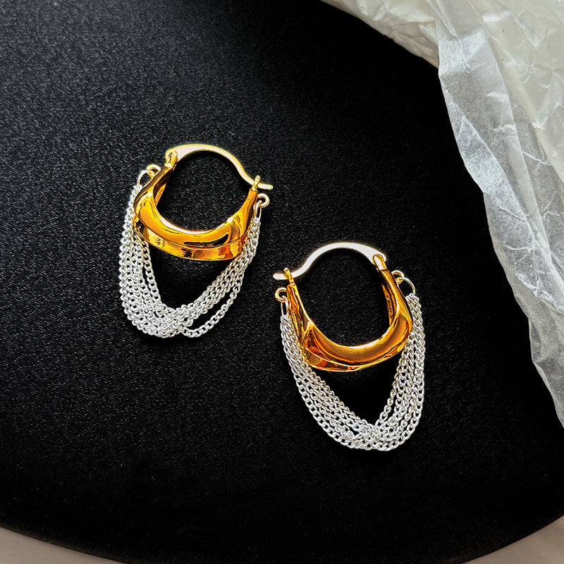 Gold Chunky Multi-Layer Plain Copper Hoop Earrings For Women Bulk Secondary image