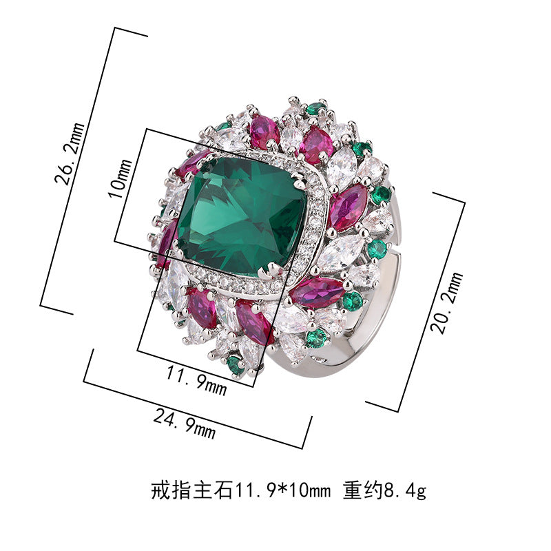 Pink Marquise Emerald Green Multi CZ Silver Anti Tarnish Ring Bulk