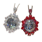 Luxury Oval Cluster Silver CZ Anti Tarnish Copper Pendant Chain Bulk