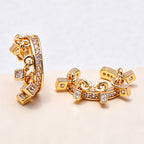 Gold Silver Dangling Square Cubic Zirconia Copper Ear Cuff Earrings Bulk