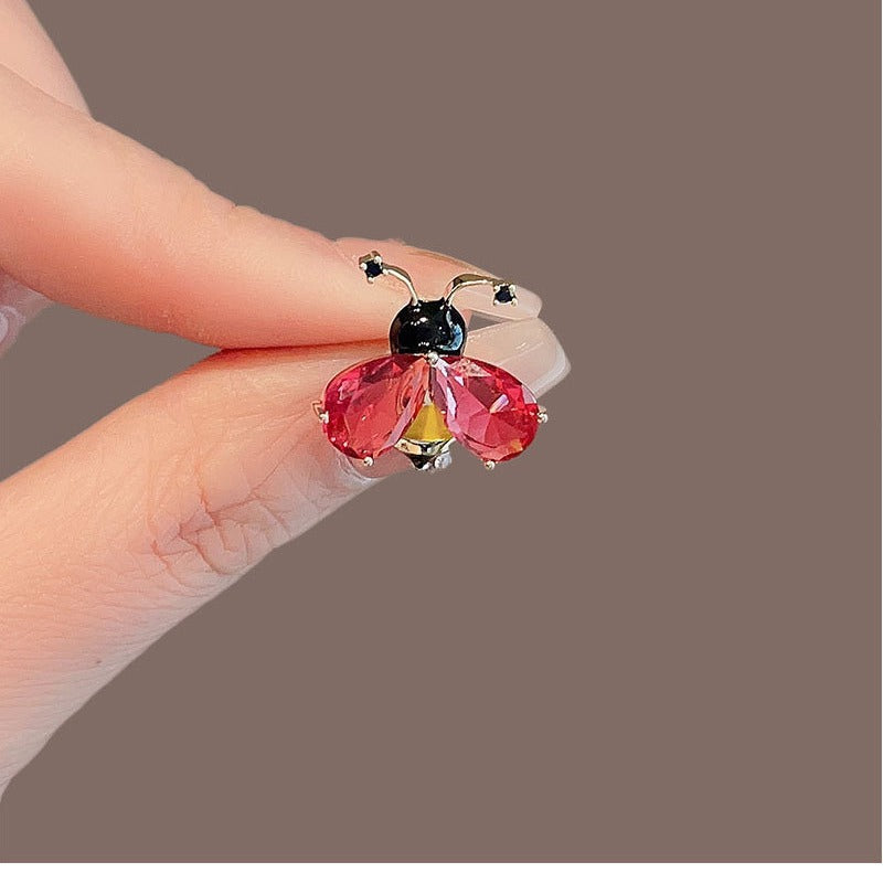Yellow Red Bee Gold Cubic Zirconia Copper Anti Tarnish Brooch Women Bulk