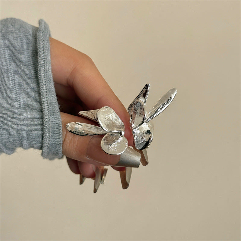 Big Flying Butterfly 18K Gold Silver Adjustable Ring For Women Bulk