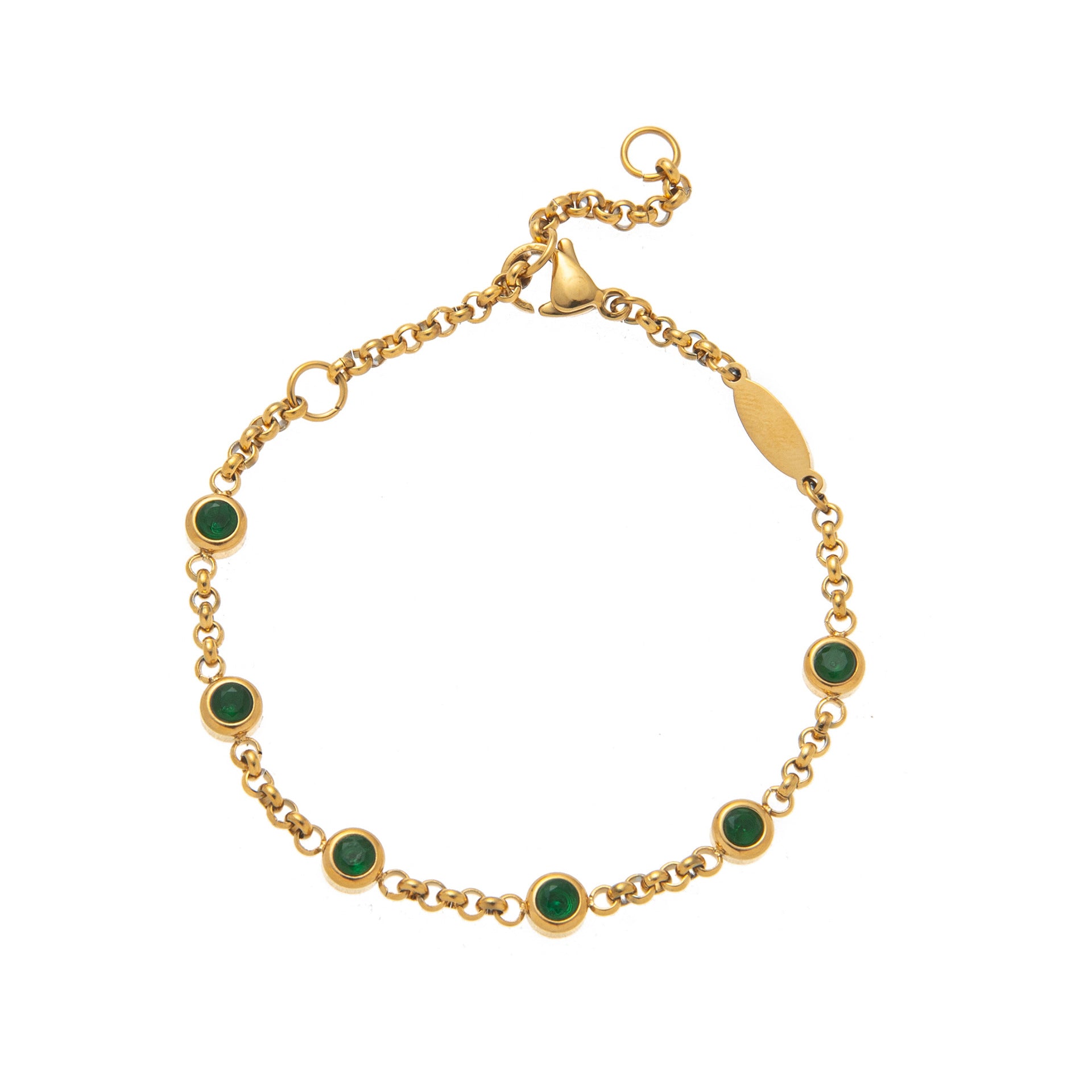 Bulk Multi Twelve Birthstone Gold CZ Stainless Steel Bracelet