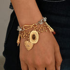 Gold Silver Heart Layered Bracelet Wrist Wear For Women Bulk