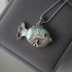 Ocean Pearl Shape Fish 18k Gold Silver Stainless Steel Anti Tarnish Necklace Pendant Chain For Women