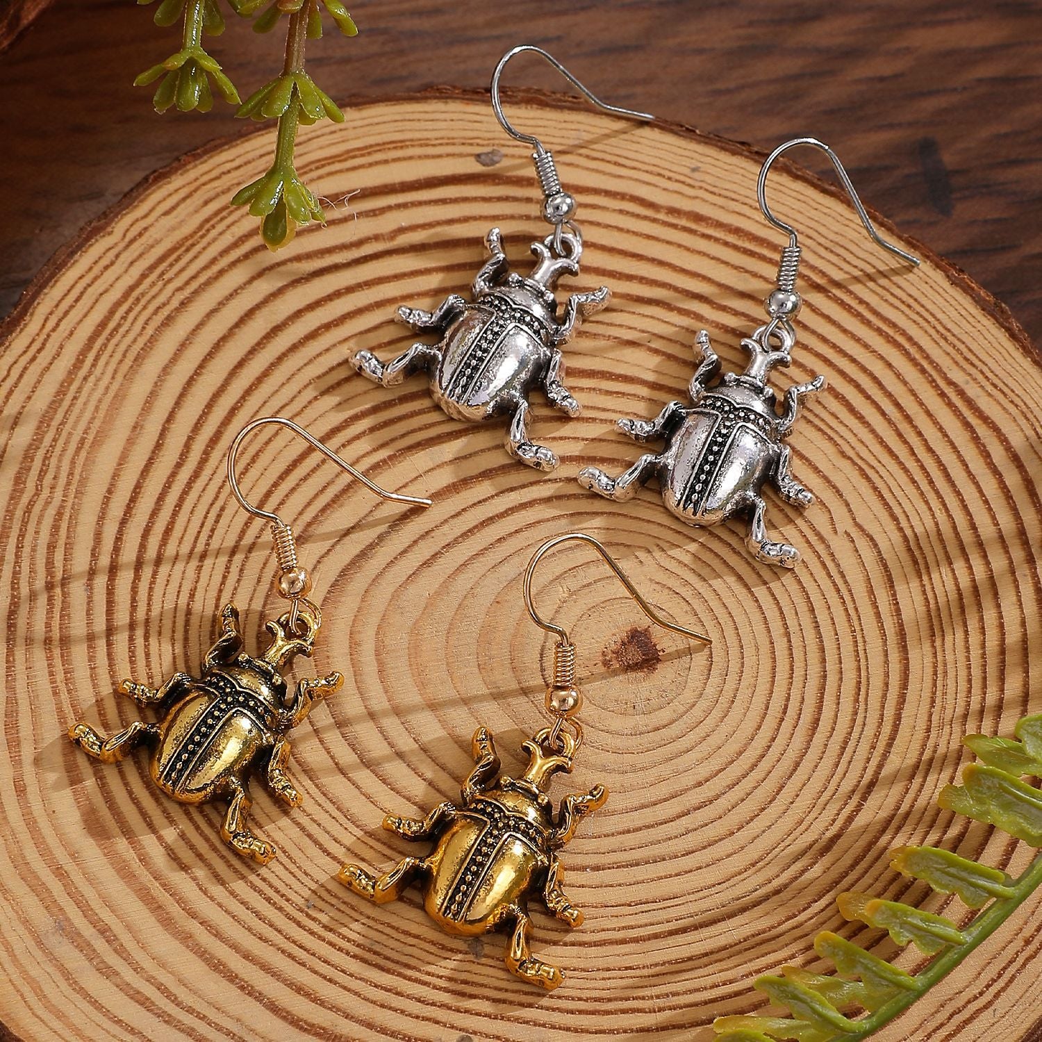 Trendy Insect Beetle Gold Silver Plated CZ Necklace Earring Set Bulk