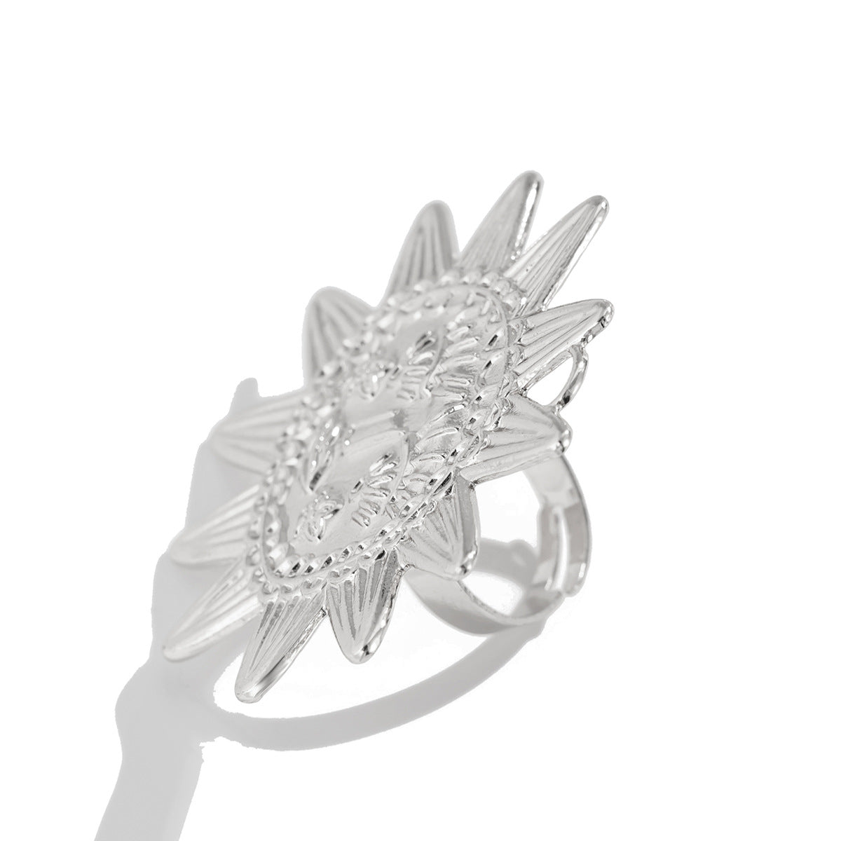 Star Sun Face 18K Gold Silver Big Free Size Ring For Women Bulk