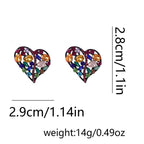 Rainbow Heart Love Black Crystal Multi Gemstone Stud Earring Bulk