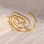 Abstract Spiral Gold Anti Tarnish Stainless Steel Free Size Ring Bulk