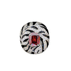 Black Red Solitaire CZ Silver Anti Tarnish Free Size Ring Bulk