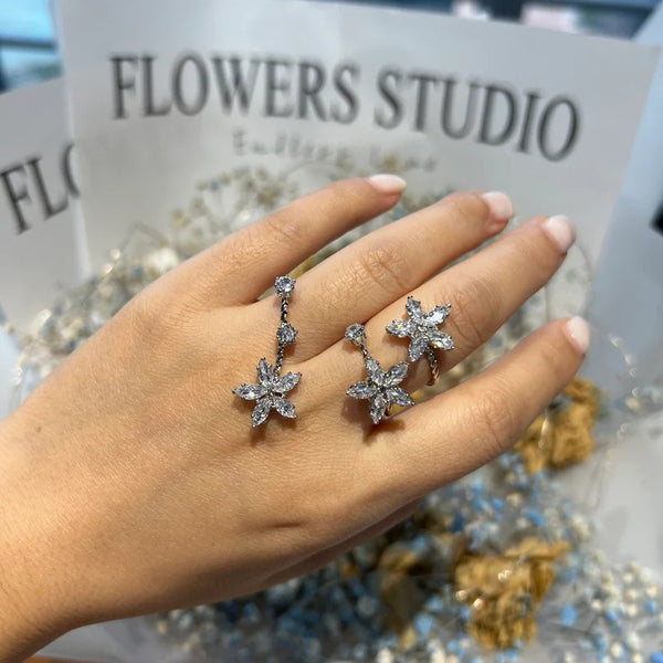 Flower 18K Gold Silver Solitaire Anti Tarnish Adjustable Ring Bulk Secondary image