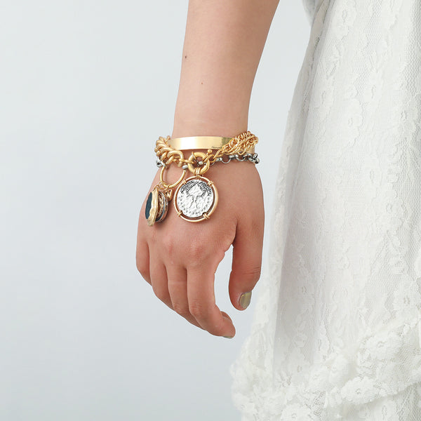 Bulk Charms Layered Chain Coin Drop Gold Silver Plain Cuff & Kada Main image