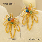 Flower Multi Gemstone 18K Gold Anti Tarnish Dangler Earring Bulk