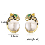 Panther Cubic Zirconia Pearl 18K Gold Anti Tarnish Stud Earring Bulk