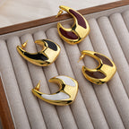 Multi Color Chunky Shape Gold Enamel Copper Hoop Earrings For Women Bulk