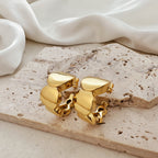 Minimalist Chunky Heart Shape Gold Stainless Steel Hoop Earrings Bulk